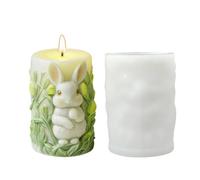 Molde de conejito de Pascua, material de goma de silicona flexible | 2,28 x 3,15 conejo en forma de columna 0,12 kg - cilindro de 3D para hacer jabón yeso de resina y decoración del hogar de