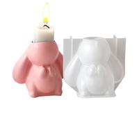 Molde de conejo de Pascua, bonito molde flexible reutilizable para bricolaje, moldes de silicona para candelabro de conejo de Pascua, para cera de yeso, resina, epoxi, decoración del hogar