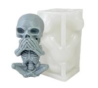 Molde de cráneo, molde de calavera de silicona | Escuchar Ver Speak No Evil Evil Decorative Figura Making Tool - Figuras coleccionables acentos de decoración del hogar molde, festival art artesano