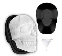 Molde de cubitos de hielo de calavera 3D extra grande - Moldes de hielo de silicona para whisky con embudo para taza de boca grande - Máquina de hielo con molde de resina para chocolate y azúcar para