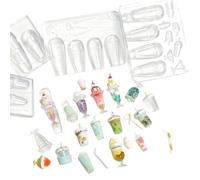 Molde de diseño de uñas de fácil liberación con tema de té de leche, accesorios estéticos de ensueño para uñas creativas, artistas, esculturas de uñas