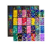 Molde de dominó de silicona flexible y resistente con efecto holográfico, 28 compartimentos, portátil, para resina y arcilla, accesorios de juego