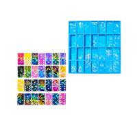 Molde de dominó de silicona flexible y resistente con efecto holográfico, 28 compartimentos, portátil para resina y arcilla, herramienta de fabricación de joyas