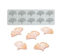 Molde de encaje de pastel, molde de encaje de silicona, molde de impresión artesanal de azúcar decoración culinaria molecular de pastel comestible, 10 agujeros hoja de ginkgo