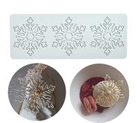 Molde de encaje de pastel, moldes de fondant de encaje de silicona, molde de impresión de artesanía de azúcar decoración de cocina molecular de pastel comestible, 3 agujeros copo de nieve afilado