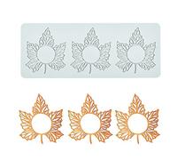 Molde de encaje de pastel, moldes de fondant de encaje de silicona, molde de impresión de artesanía de azúcar Decoración de cocina molecular de pastel comestible, 3 agujeros hoja de arce hueca