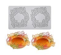 Molde de encaje de pastel, moldes de fondant de encaje de silicona, molde de impresión de artesanía de azúcar decoración de cocina molecular de pastel comestible, 2 agujeros Anillo de hoja de arce