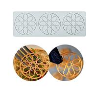 Molde de encaje de pastel, moldes de fondant de encaje de silicona, molde de impresión de artesanía de azúcar decoración de cocina molecular de pastel comestible, 3 agujeros Toro geométrico