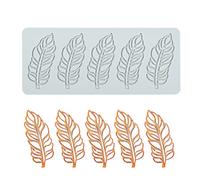 Molde de encaje para pasteles, moldes de Fondant de encaje de silicona, molde de impresión de artesanía de azúcar, decoración de cocina Molecular comestible para pasteles, 5 agujeros pluma