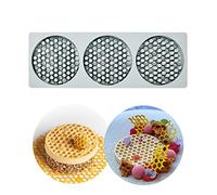 Molde de encaje para pasteles, moldes de Fondant de encaje de silicona, molde de impresión de artesanía de azúcar, decoración de cocina Molecular comestible para pasteles, 3 agujeros colmena redonda