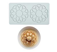 Molde de encaje para pasteles, moldes de Fondant de encaje de silicona, molde de impresión de artesanía de azúcar, decoración de cocina Molecular comestible para pasteles, 2 agujeros Anillo