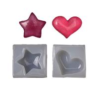 Molde de estrella de corazón de silicona para manualidades Plan flexible de grado alimenticio Delgado 17 g Materiales artísticos simples y limpios Molde de silicona para artesanías de arcilla