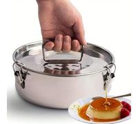Molde de flan de acero inoxidable, molde para hornear flan con tapa para olla instantánea de 3, 6, 8 cuartos de galón, molde de pastel para hornear (plateado)