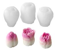 Molde de Flores Silicona 3D, 3 Moldes de Tulipán 3D para Velas, Moldes de Resina para Velas de Tulipán, Tulipán Silicona Resina Jabón Moldes, per Decoración del Hogar, Regalo de Fiesta
