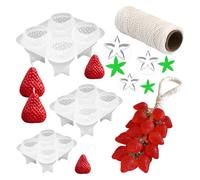 Molde de fresa 3D, moldes para jabón de velas perfumadas, molde para cubitos de hielo, para decoración de tartas de resina, chocolate, cubitos de hielo, yeso, de postre, hogar, apartamento