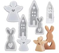 Molde De Fundición De Pascua, Molde De Resina 3 D De Conejito | Mold De Fundicin De Vela De Conejito De 7 Piezas | Manualidades De Fundición Fáciles De Liberar Para, Cumpleaños, D
