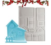 Molde de galletas de casa de Navidad,Molde de resina de la casa de Navidad,Moldes de silicona para hornear casa de pueblo | Creative pueblo casa para hornear, molde de casa de yeso para galletas