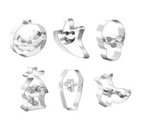 Molde de galletas de Halloween: juego de cortador de acero inoxidable con calavera y motivo de calabaza | Molde multipropósito que se puede usar como fondant en forma de fantasmas, ataúdes, botas de b