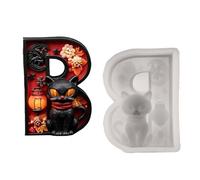 Molde de gato negro de Halloween, resina 3D hecho a mano, moldes de silicona con letras góticas, para manualidades de arcilla de cera, dulces, fiestas, oficinas, hogar, habitación, escritorio, escuela