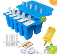 Molde de helado, molde de paleta de hielo de 10 cavidades, sin BPA (Azul)