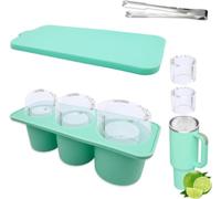 Molde de Hielo para Stanley Cup, Cubiteras para Hielo Silicona, Bandeja con 3 Cilindricos Huecos, Ice Cube Tray Tapa para 20 Oz 30 Oz Cup, Cubitera para Stanley Cup Cilíndrico para Whisky Bebidas Café