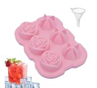Molde de hielo rosa de silicona, molde de cubitos de hielo rosa | Máquina de cubitos de hielo rosa | Molde de hielo reutilizable, bandeja de bebidas innovadora, bandeja de guia