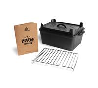 Molde de hierro fundido BURNHARD® 3,5 l, tapa multifuncional como sartén, para todo tipo de cocinas, horno, parrilla, fogata, pre-sazonado, fácil limpieza - molde para pan Deluxe