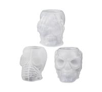Molde de hormigón con forma de calavera, soporte para bolígrafos, contenedor de cemento, maceta de silicona, moldes para macetas de hormigón para fundición de resina