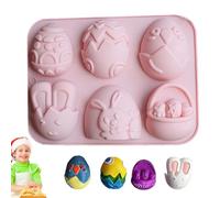 Molde de huevo de conejito de Pascua - Molde de silicona de 6 cavidades | Chocolate, cubito de hielo, moldes de para pudín, gelatina, jabones hechos a mano, velas de aromaterapia, artesanía