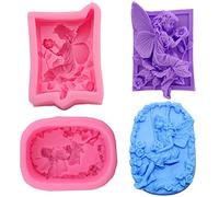 Molde de jabón de ángel de silicona, 2 piezas de moldes de hadas de flores, moldes de jabón de hadas, ángeles, moldes de silicona, moldes de jabón de ángel, moldes de jabón hechos a mano
