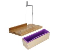 Molde de jabón hecho a mano DIY con juego de cortadores, kit de fabricación de jabón de bambú con revestimiento de silicona y tabla de cortar graduada para elaborar jabón, velas, (Juego 4 (pan plano