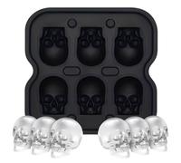 Molde de la Bandeja del Cubo de Hielo del cráneo con tapa, Skull Ice Cube Tray, Cubitera Hielo con Embudo para Whisky, Cócteles, Licor y Otras Bebidas(6 Calaveras Vívidas)