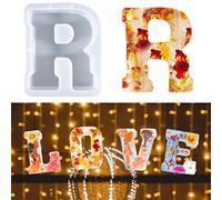 Molde de Letras Grandes para Resina, Molde de Resina Epoxi del Alfabeto, Molde de Letras de Silicona 3D, Molde de Lletras de A a Z, Molde de Resina de Arte de Palabras de Cristal para Bricolaje (R)