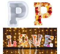 Molde de Letras Grandes para Resina, Molde de Resina Epoxi del Alfabeto, Molde de Letras de Silicona 3D, Molde de Lletras de A a Z, Molde de Resina de Arte de Palabras de Cristal para Bricolaje (P)