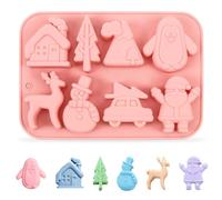 Molde de Navidad, Navidad Tema Molde de Silicona, Navidad Silicona Molde para Hornear, Moldes Bizcocho Navidad, Muffin patrón Pudding Chocolate Moldes para Galletas 3D