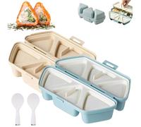 Molde de onigiri 6 en 1, molde triangular de silicona para envolver algas marinas con prensa Musubi y cortador de Nori, moldes triangulares para sushi, diseño plegable y parte inferior antiadherente