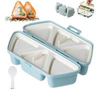 Molde de onigiri 6 en 1, molde triangular de silicona para envolver algas marinas con prensa Musubi y cortador Nori, moldes triangulares para sushi, diseño plegable y parte inferior antiadherente