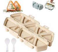 Molde de onigiri 6 en 1, molde triangular de silicona para envolver algas marinas con prensa Musubi y cortador Nori, moldes triangulares para sushi, diseño plegable y parte inferior antiadherente