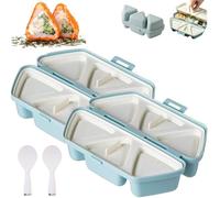 Molde de onigiri 6 en 1, molde triangular de silicona para envolver algas marinas con prensa Musubi y cortador Nori, moldes triangulares para sushi, diseño plegable y parte inferior antiadherente