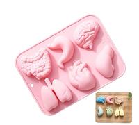 Molde de órgano humano: molde de pastel de silicona, formas de pulmón de hígado cerebral de corazón | Molde para hornear de 6 cavidad para cubitos de hielo de chocolate con dulces, decoración de galle
