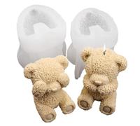 Molde de oso, 2 piezas lindas moldes de silicona de oso de peluche, moldes de silicona suave sin palos para chocolate, cubitos de hielo, velas, budín, jabón, accesorios de herramientas de hornear