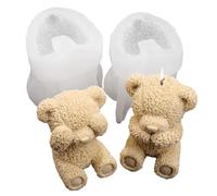 Molde de oso, 2 piezas lindas moldes de silicona de oso de peluche, moldes de silicona suave sin palos para chocolate, cubitos de hielo, vela, budín, jabón