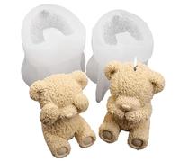 Molde de oso, 2 piezas lindas moldes de silicona de oso de peluche, moldes de silicona suave sin palos para chocolate, cubitos de hielo, vela, budín, jabón