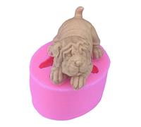 Molde de Pasta de Azúcar 1 Pieza Shar Pei Inglés Bulldog Dog Molde Modelado Sugar Flip Molde de Silicona Jabón Hecho A Mano Mousse Fat Candle Mold Ice Cream Mold