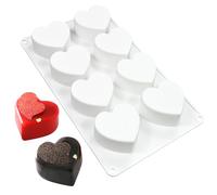 Molde de pastel de mousse de silicona pastelero postre Mousse bricolaje jabón de chocolate molde de vela, 8 agujeros en forma de corazón