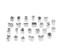 Molde de patrón de números de galletas de acero inoxidable, 26 piezas, pequeños moldes para hornear para bocadillos de chocolate, pasteles, pan, galletas, con caja de