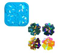 Molde de posavasos de silicona flexible con patrón de flores de reflejo holográfico, tapete para tazas, molde de epoxi, herramienta para hacer joyas, artesanía fácil de desmoldar