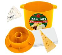Molde de queso con seguidor - Kit de fabricación de queso - Suministros para hacer queso - Juego de queso para prensa - Paneer Maker - 0.48 galones - 1.8 L amarillo