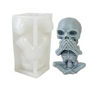 Molde de resina de calavera | See Speak Hear No Evil herramienta para hacer figuras de calavera 3D, molde de resina para hacer figuras coleccionables para decoración del hogar, manualidades de arte