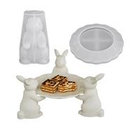 Molde De Resina De Conejo 3D, Flexible Y Antiadherente, 6,35x7,55x10,2cm, Molde De Silicona Para Bandeja De Conejo De Pascua, Resina De Silicona De Conejito, Fácil De Limpiar, Para Acción De Gracias